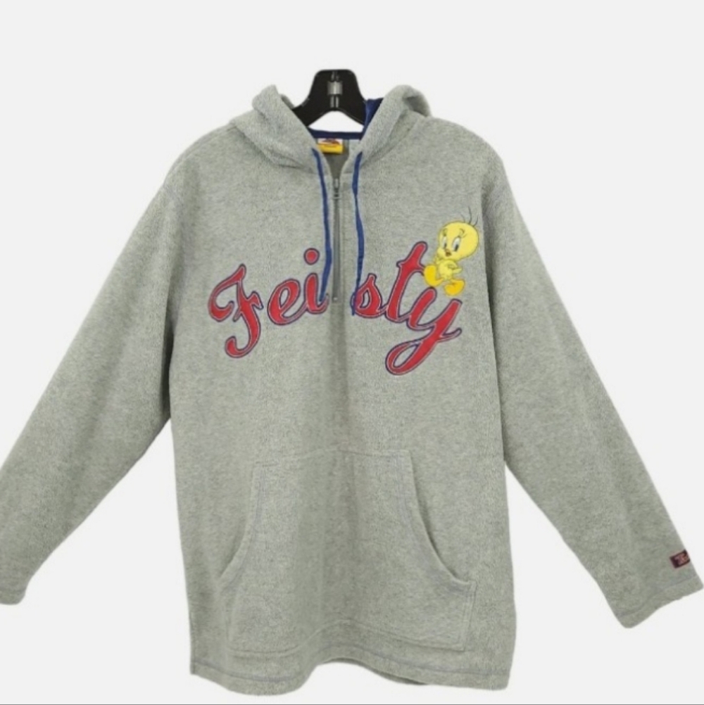 Feisty Gray Hoodie with Tweety Graphic